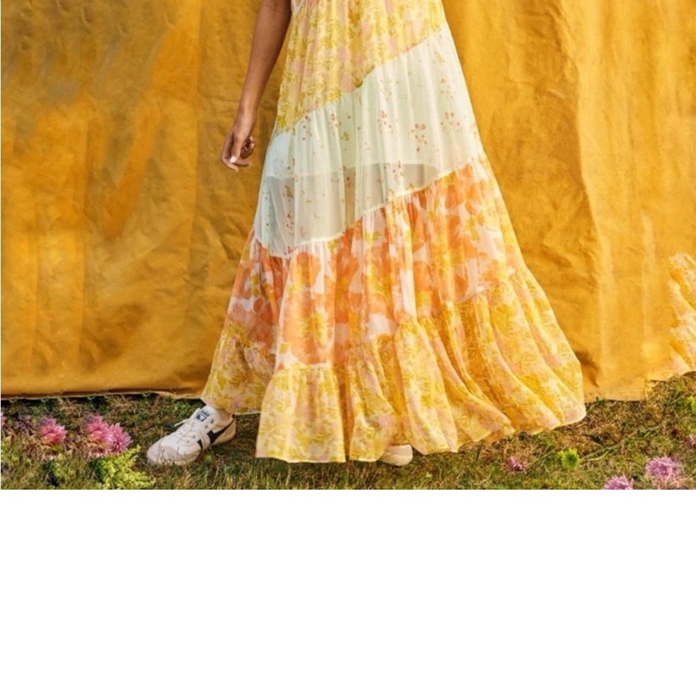 Free people luna grace patchwork maxi dress in mango combo - Picture 7 of 7